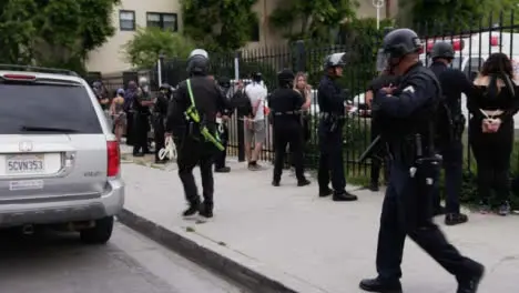 Hollywood Policer Officers Moving Away From Zip Tied Protesters