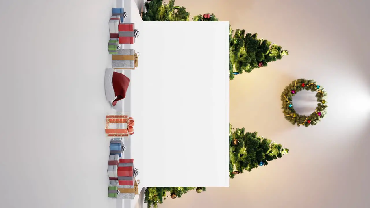 Festive Holiday Display with Christmas Decorations mockup white background vertical