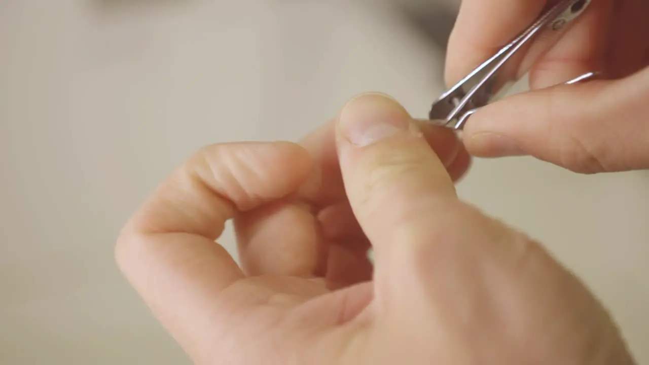 Cutting Nails With Nail Clipper close up