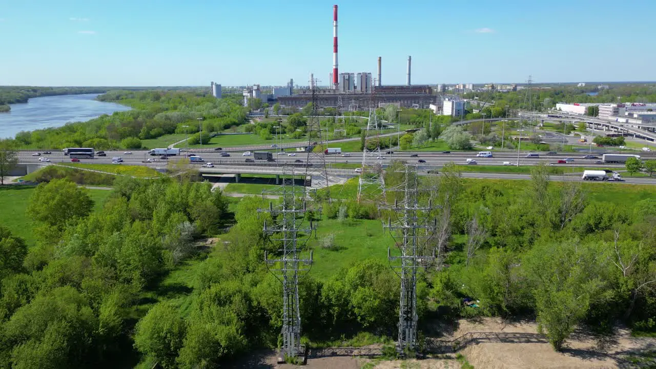 Drone aerial footage of Industrial Power plant in Eastern Europe