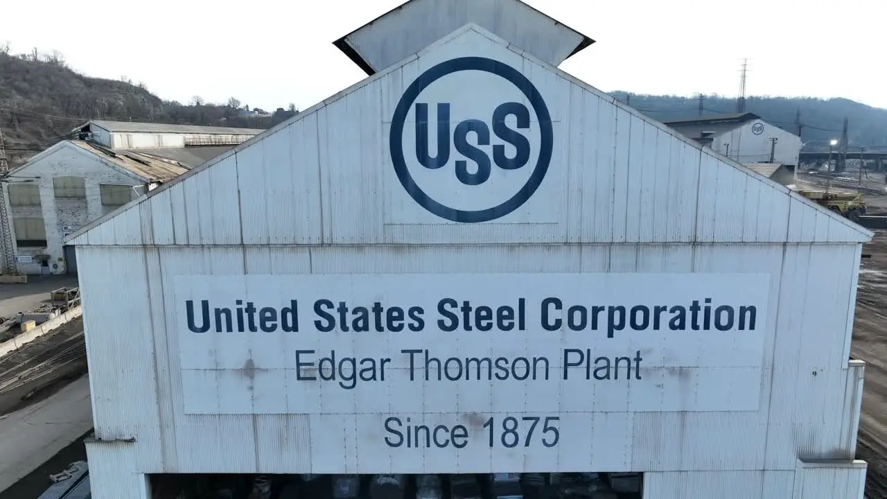 United States Steel Corporation sign and logo in Braddock PA