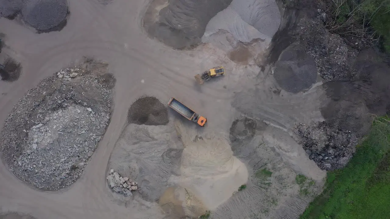 Excavator loader with backhoe worksAerial View