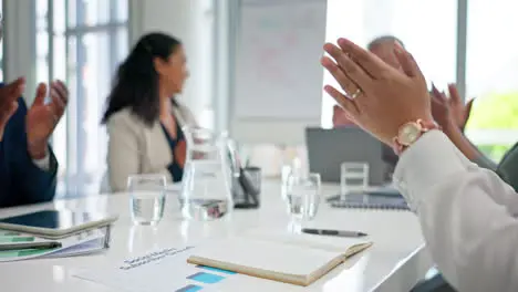 Success hands or business people in a meeting