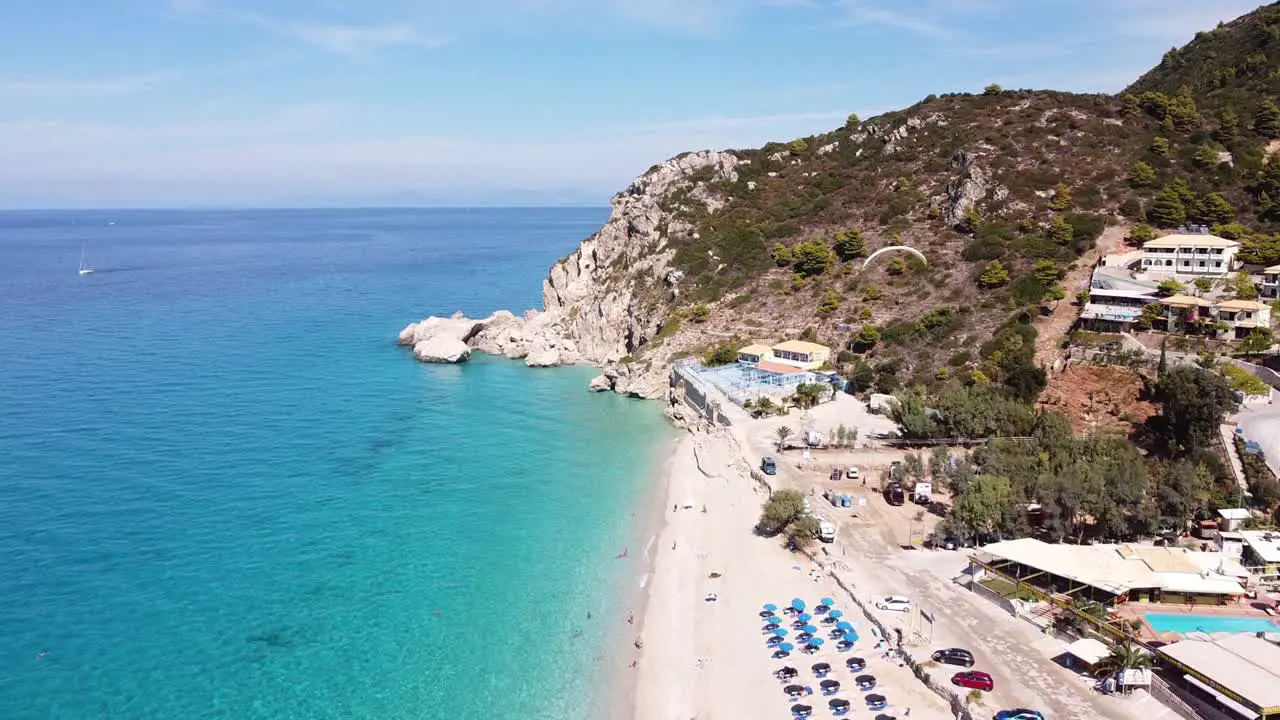 Tourist Parasailing at Kathisma Beach Lefkada Island Greece Aerial