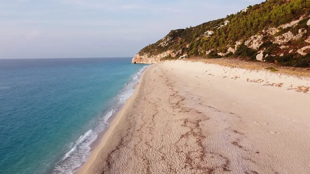 Long and Sandy Milos Beach at Lefkada Island Greece Aerial