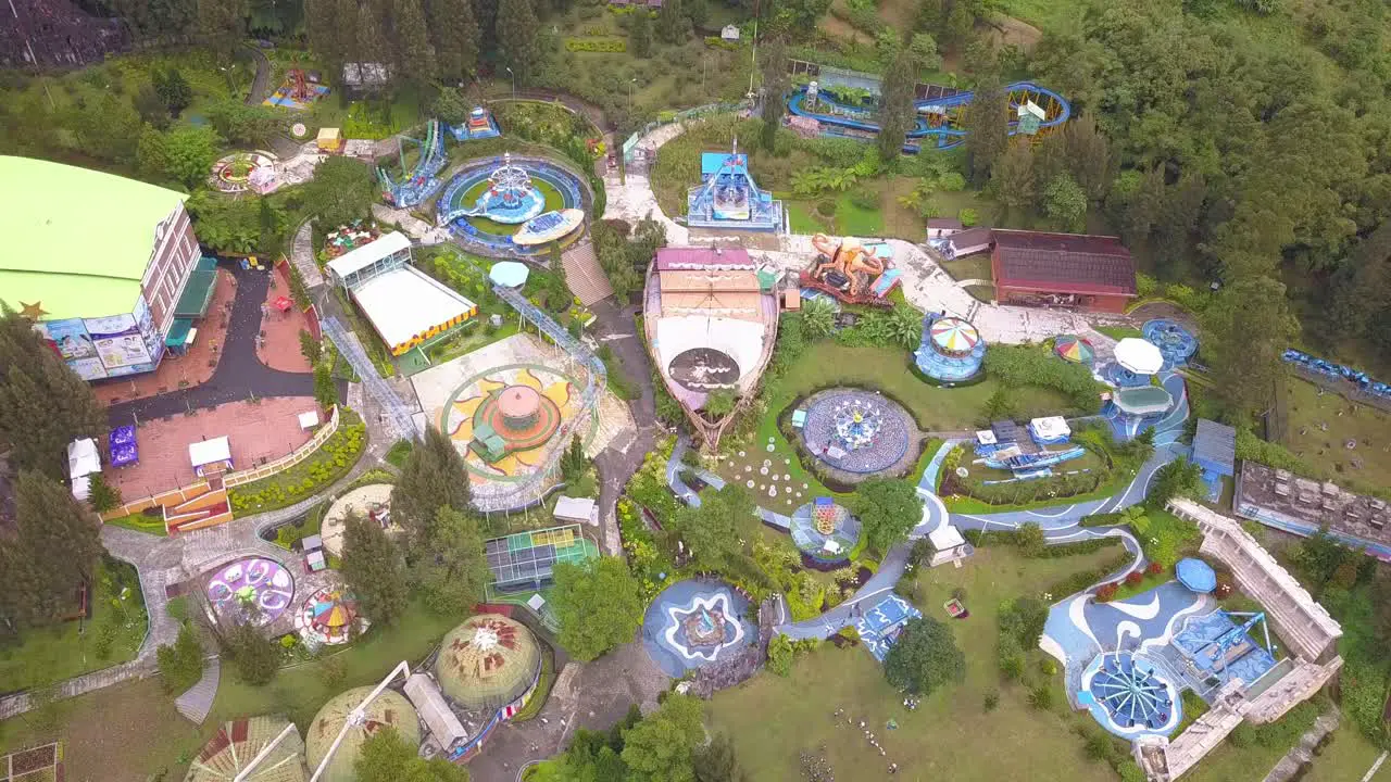 Beautiful top down aerial view of a theme park