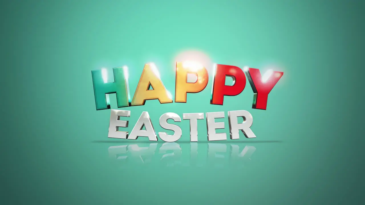 Happy Easter colorful greeting card with reflecting light on green background