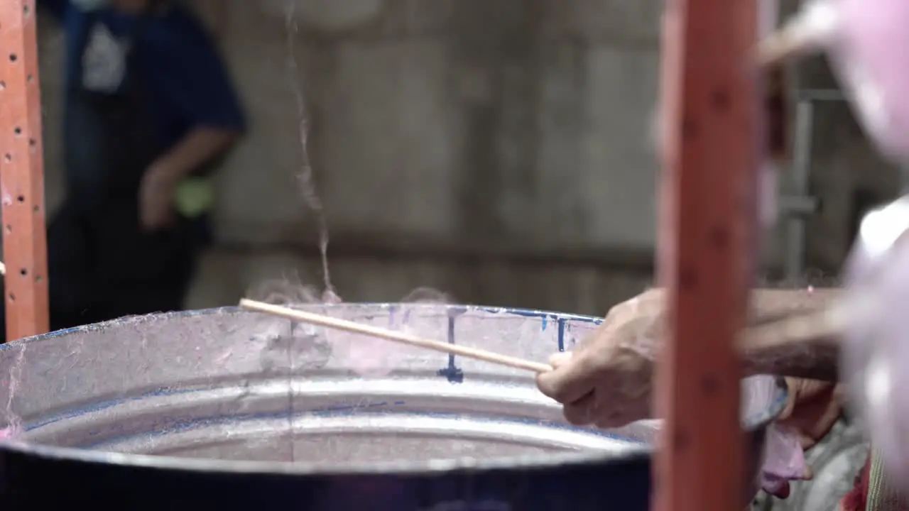 Close up of making a cotton candy