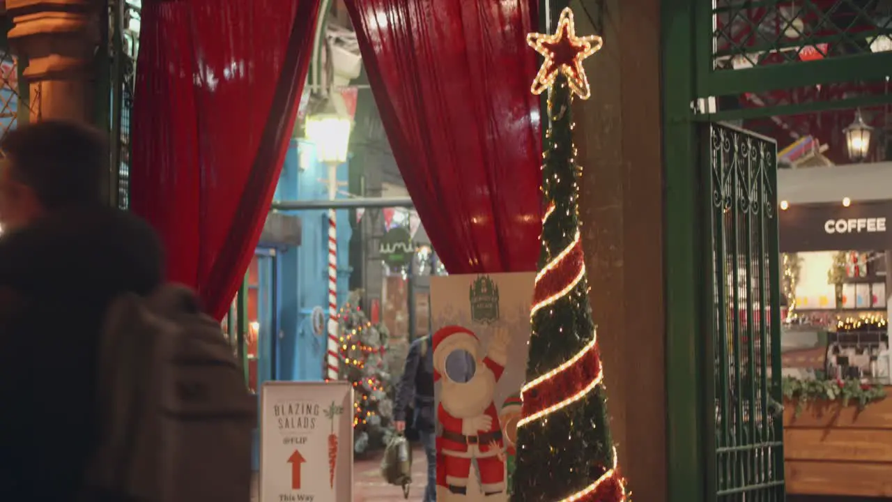 The decorated entrance to George street arcade in Dublin city during Christmas