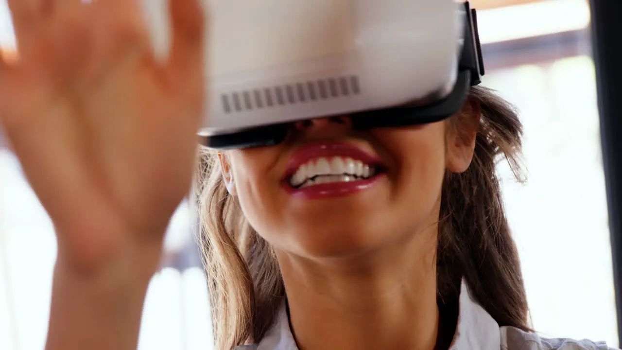 Woman using virtual reality headset 