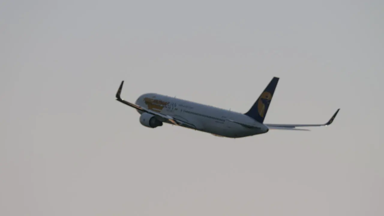 Plane of Mongolian Airlines in the air