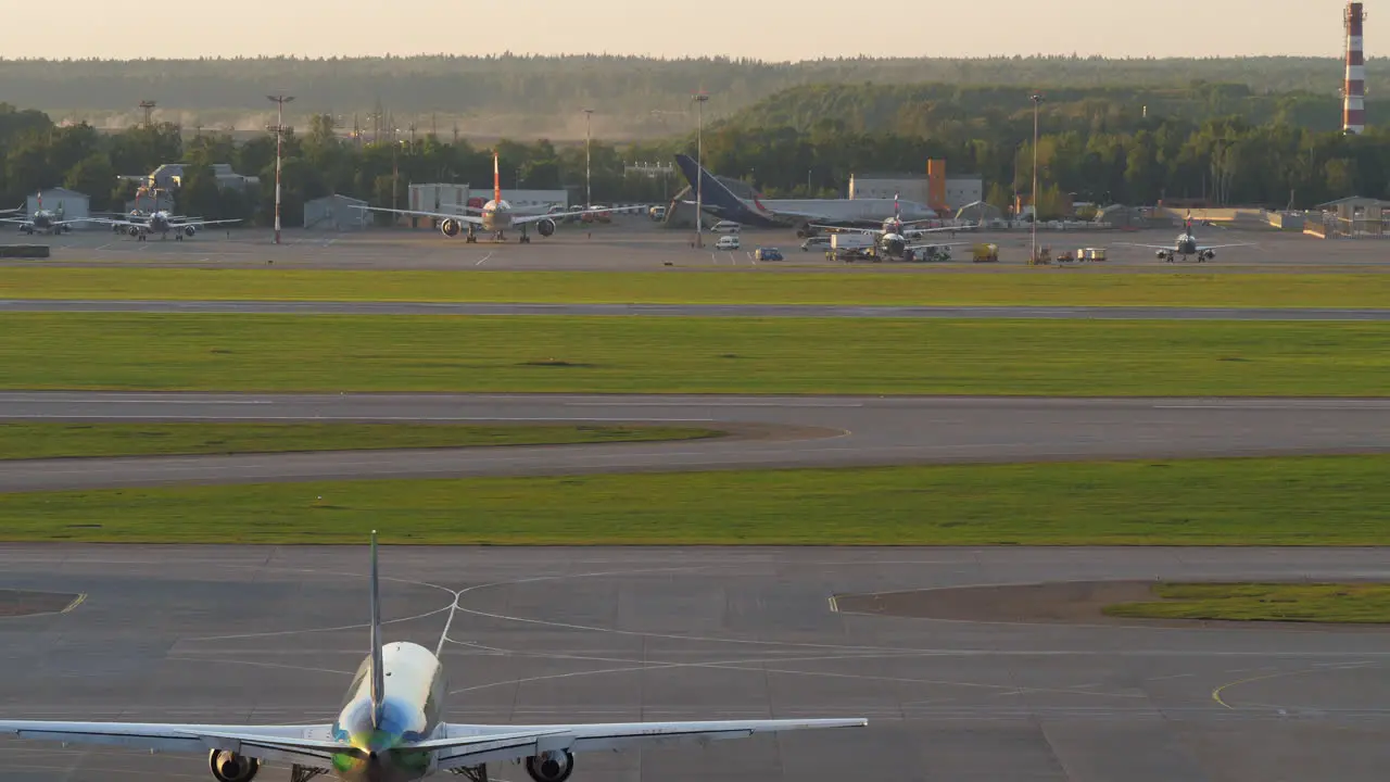 Plane traffic in Sheremetyevo Airport Moscow