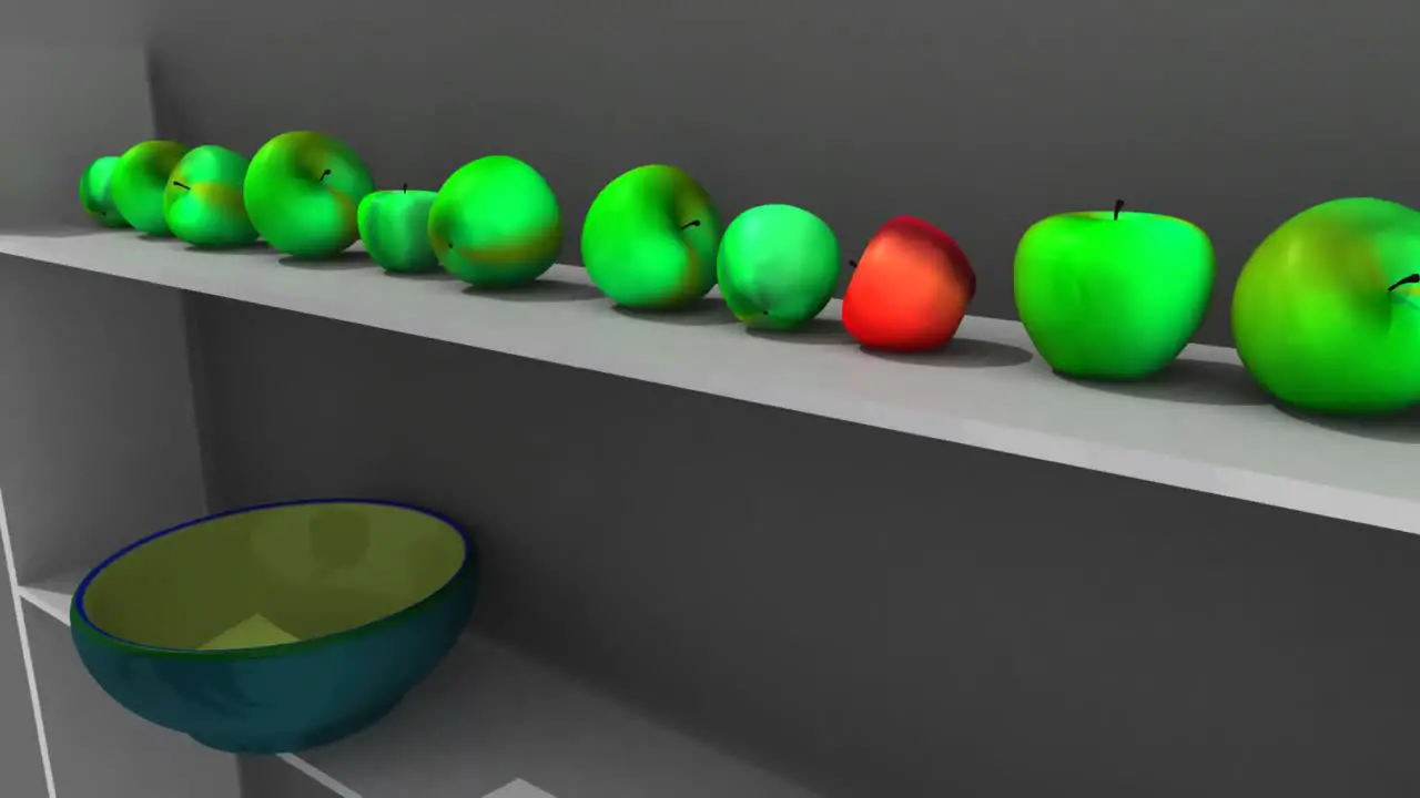 Animation showing 3dapple on a shelf