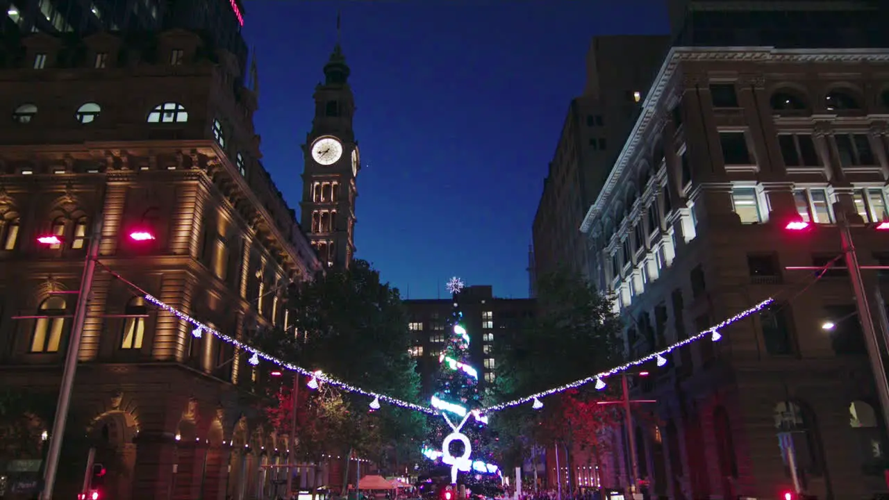 A holiday celebration with lights and decorations for Christmas in Sydney Australia