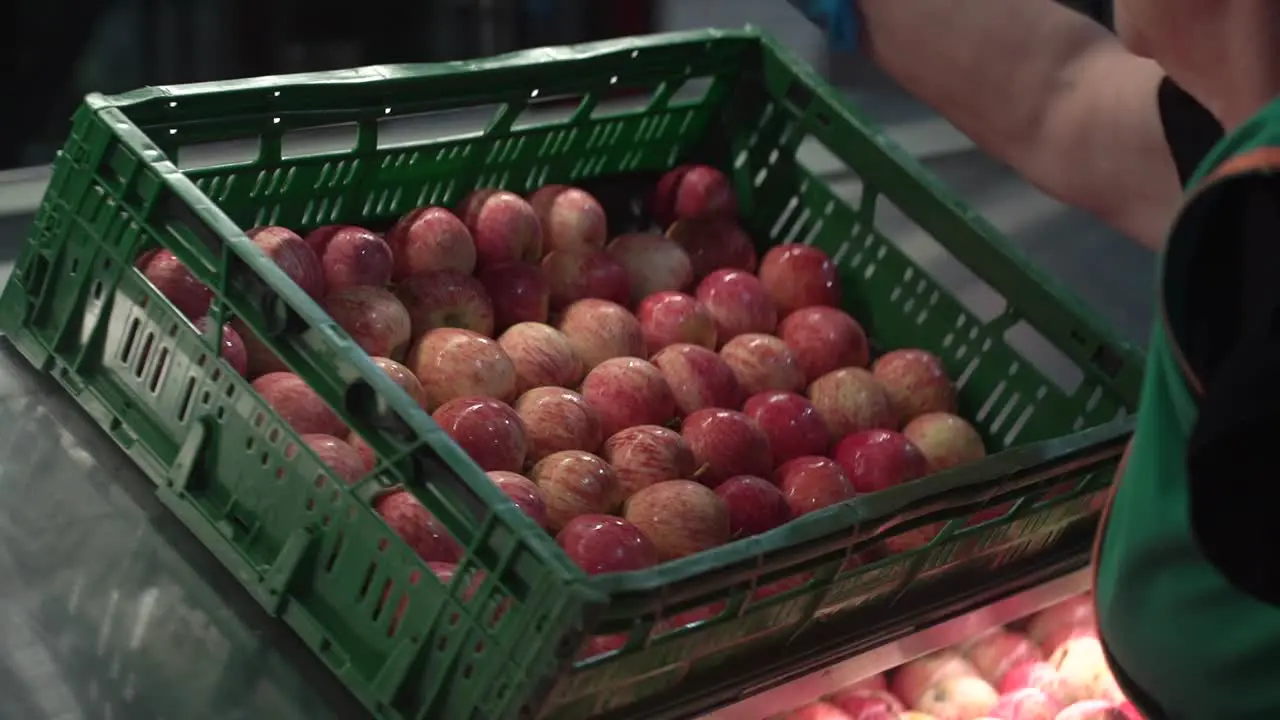 Red Apples placed in a crate