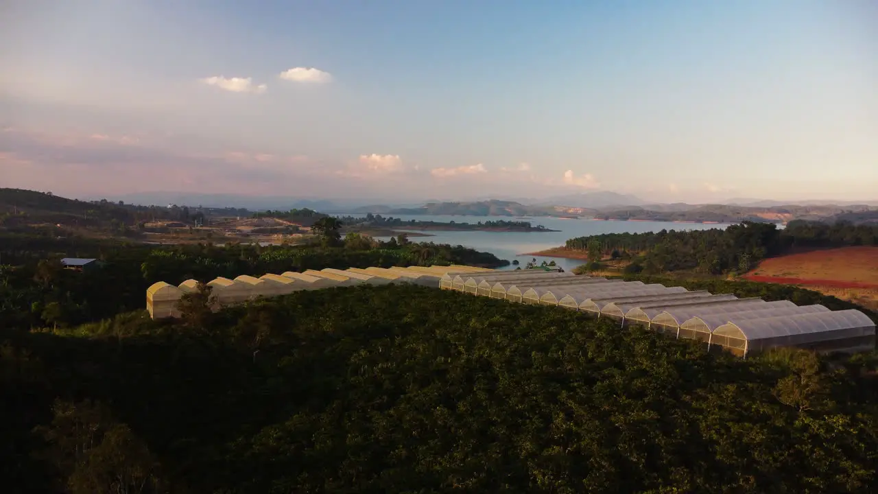 Scenic View Of Greenhouses In The Tropical Highlands Of Vietnam