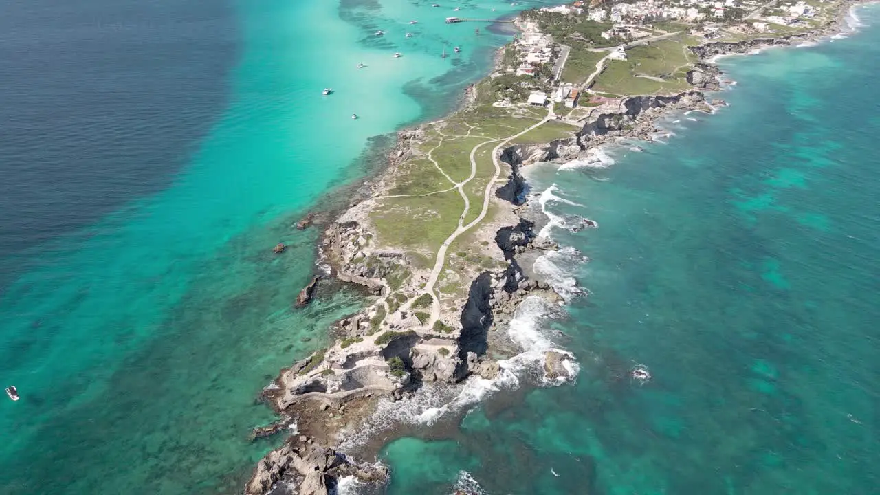 Aerial of Isla Mujeres Mexico