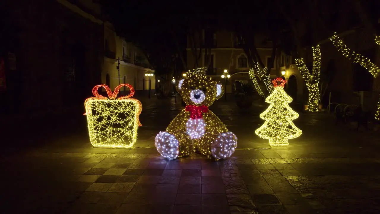 Footage of the Christmas lights and decorations on the streets and parks