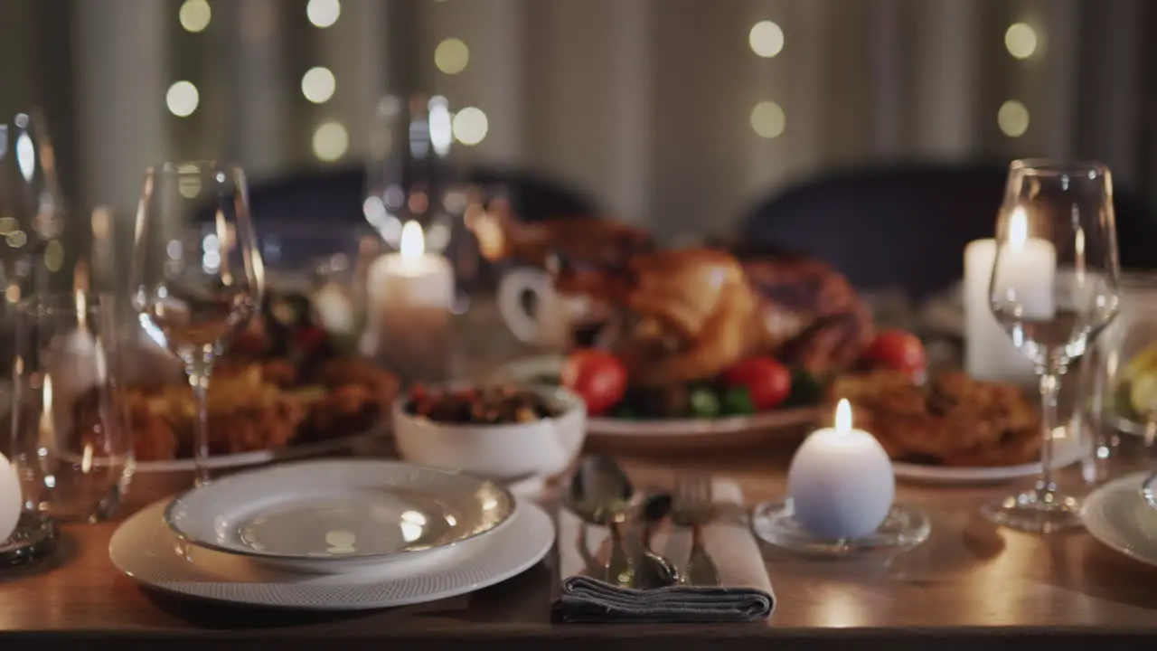 Thanksgiving Roasted Turkey Festive Table Dolly 4k shot