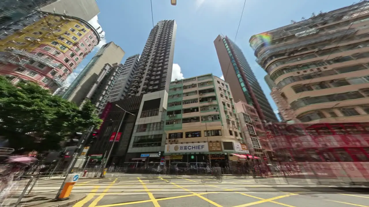 Public transport and pedestrian activity time lapse in Wan Chai Road Hong Kong