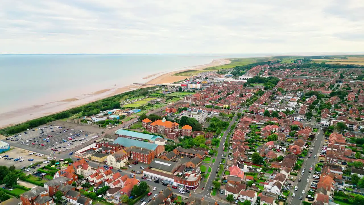 Aerial drone footage of the seaside town of Skegness on the Lincolnshire coast