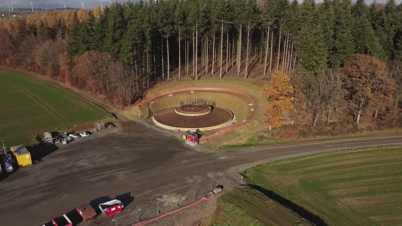 Construction Of Wind Turbine Base Foundation At Wind Farm In Germany