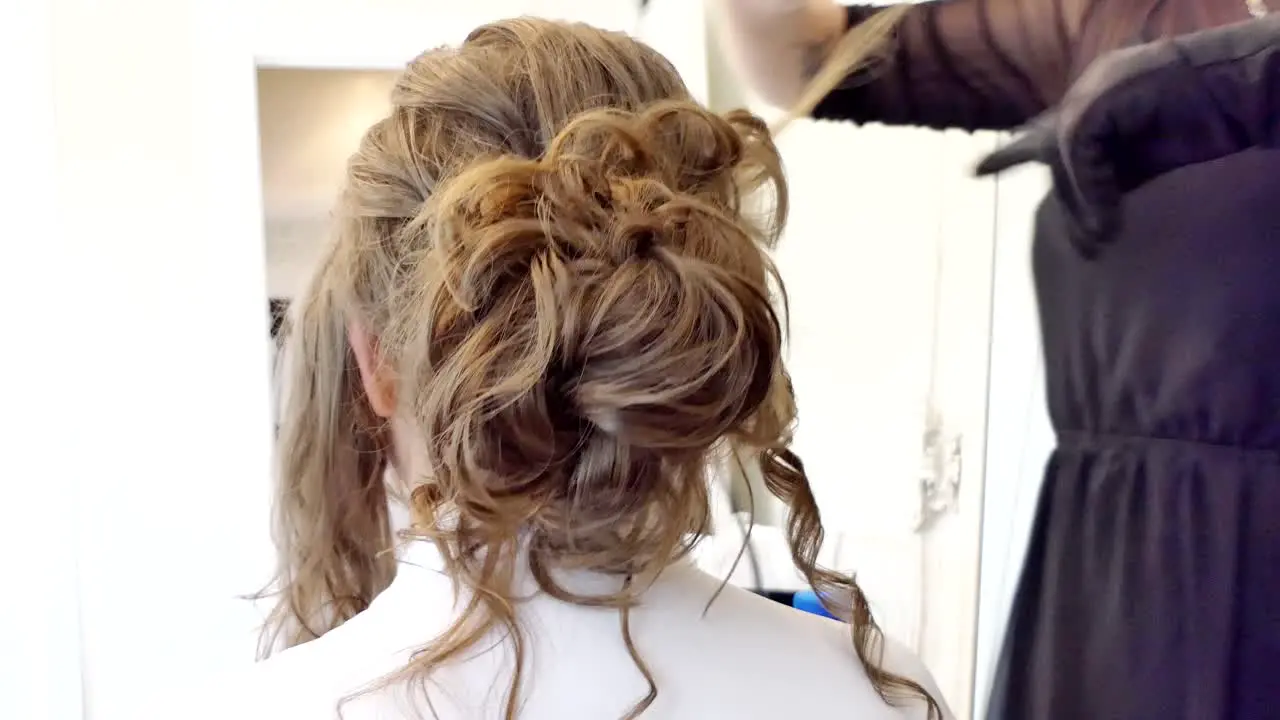 shot of bride beautiful hair do before a wedding