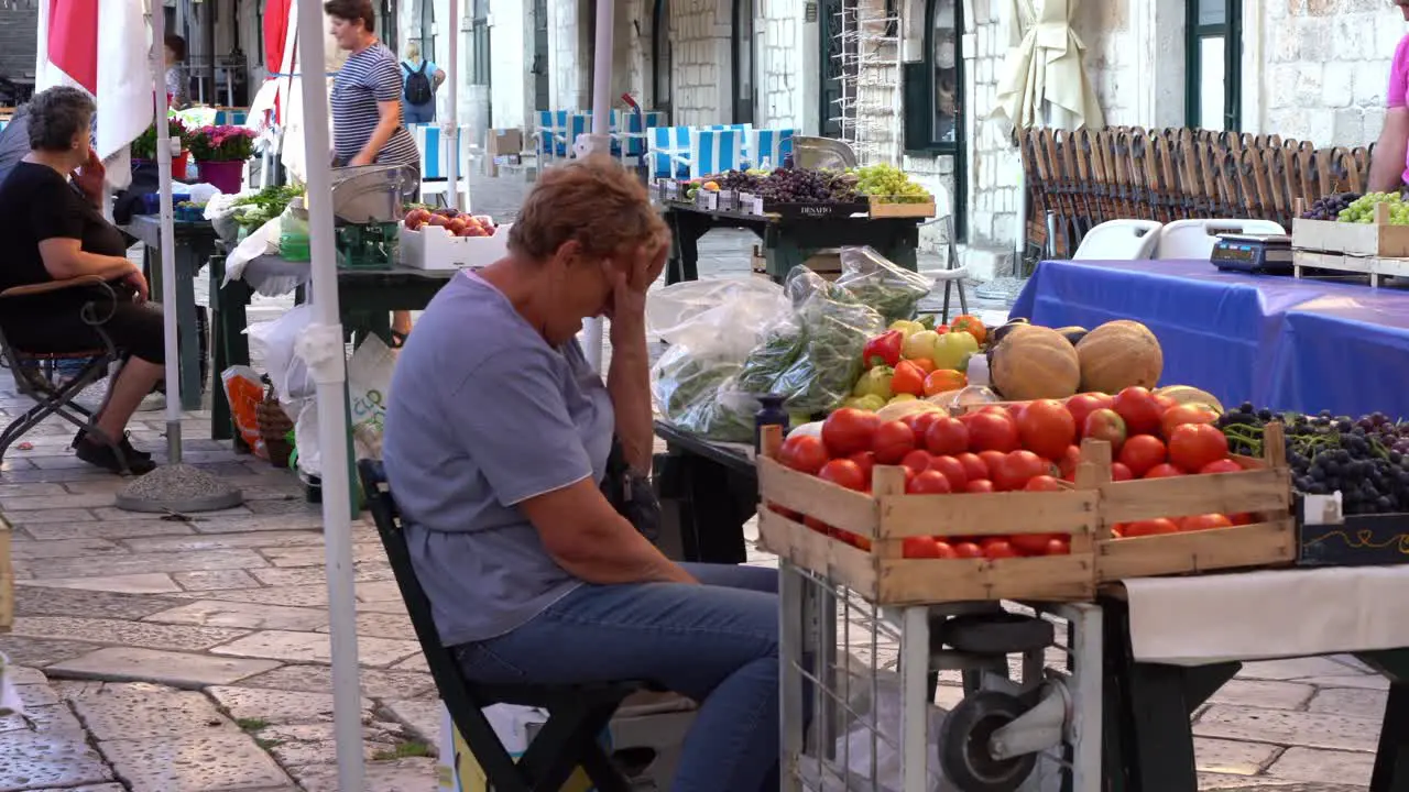 A fresh fruit market in the street of Dubrovnik