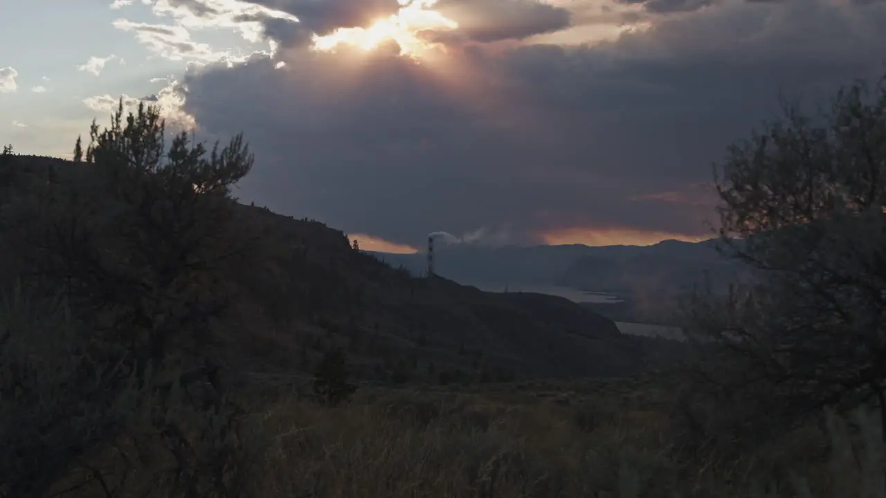 Sun rays over Kamloops Pulp Mill