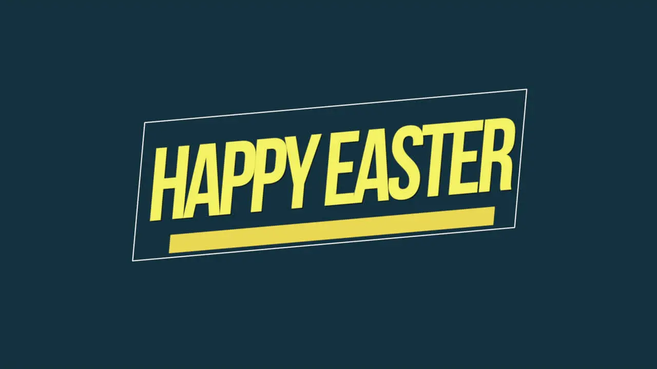 Celebrate Easter with a striped yellow and blue happy easter sign on a dark blue background