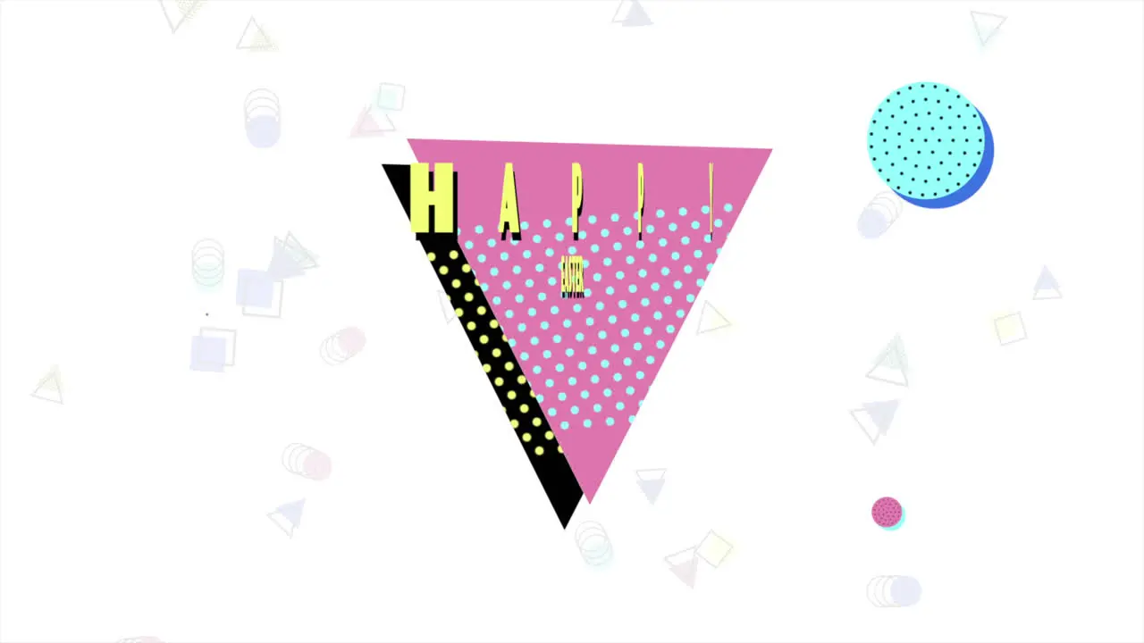 Colorful triangle with Happy Easter message and shapes