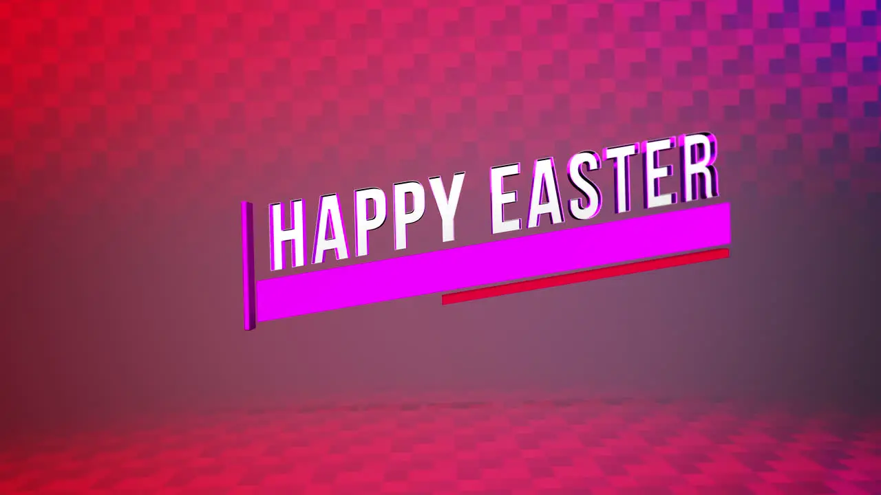 Colorful checkerboard easter greetings Happy Easter in pink