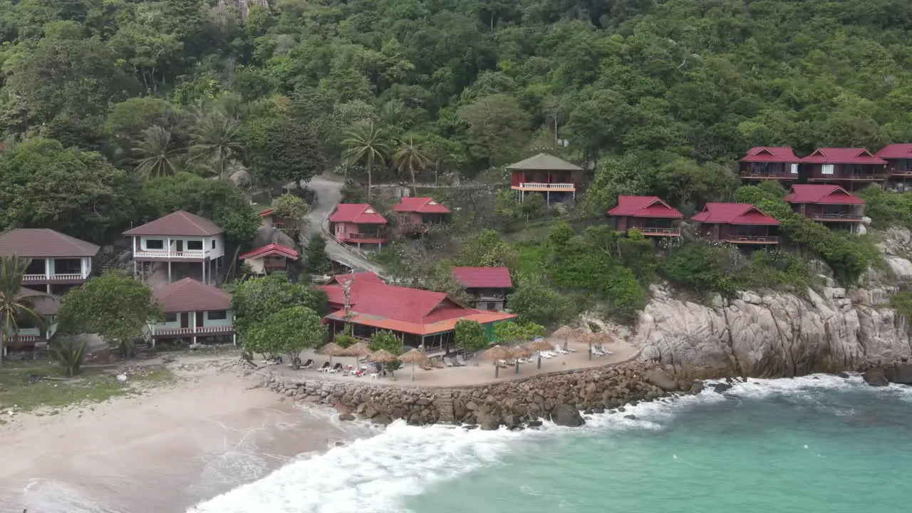 Aerial View Of Villas Beside Aow Leuk Beach