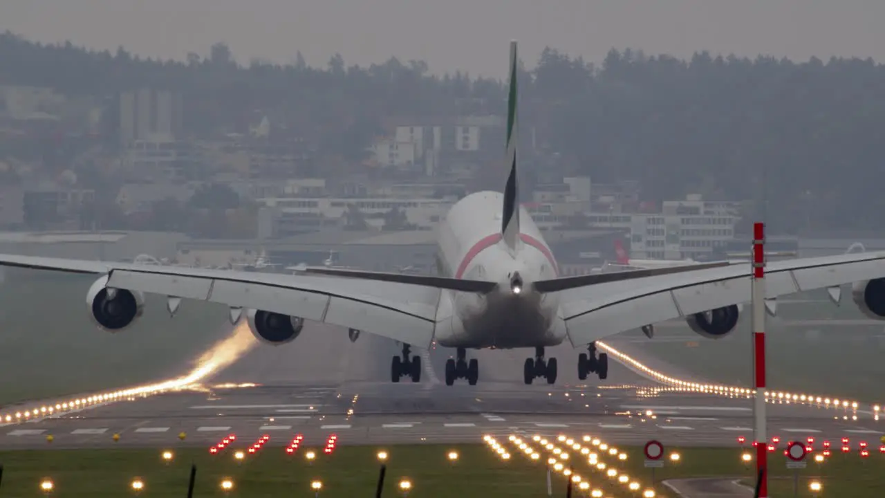 Airbus A380-800 landing at the airport