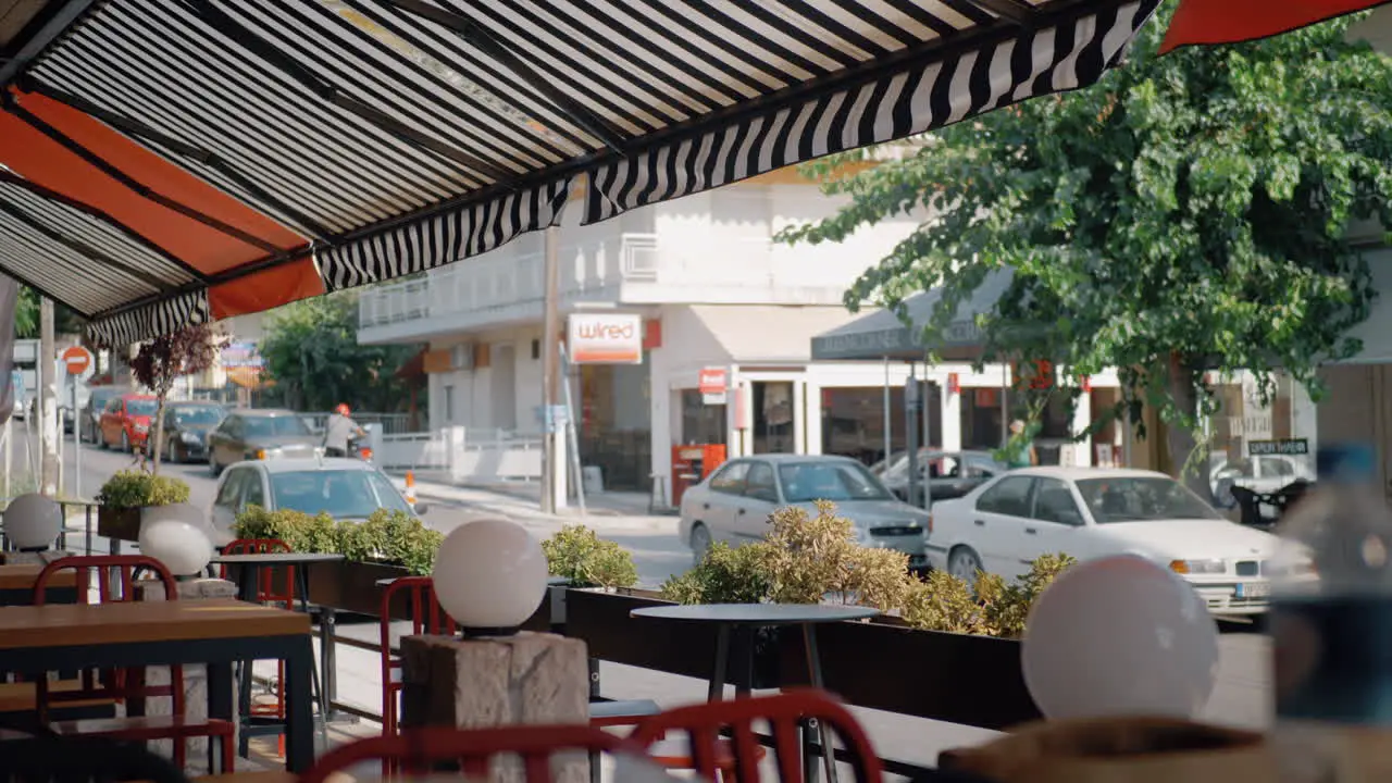 Street view from outdoor cafe Greece