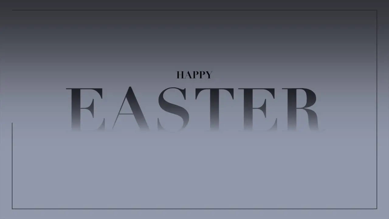 A monochrome of displaying Happy Easter in black text on blue gradient