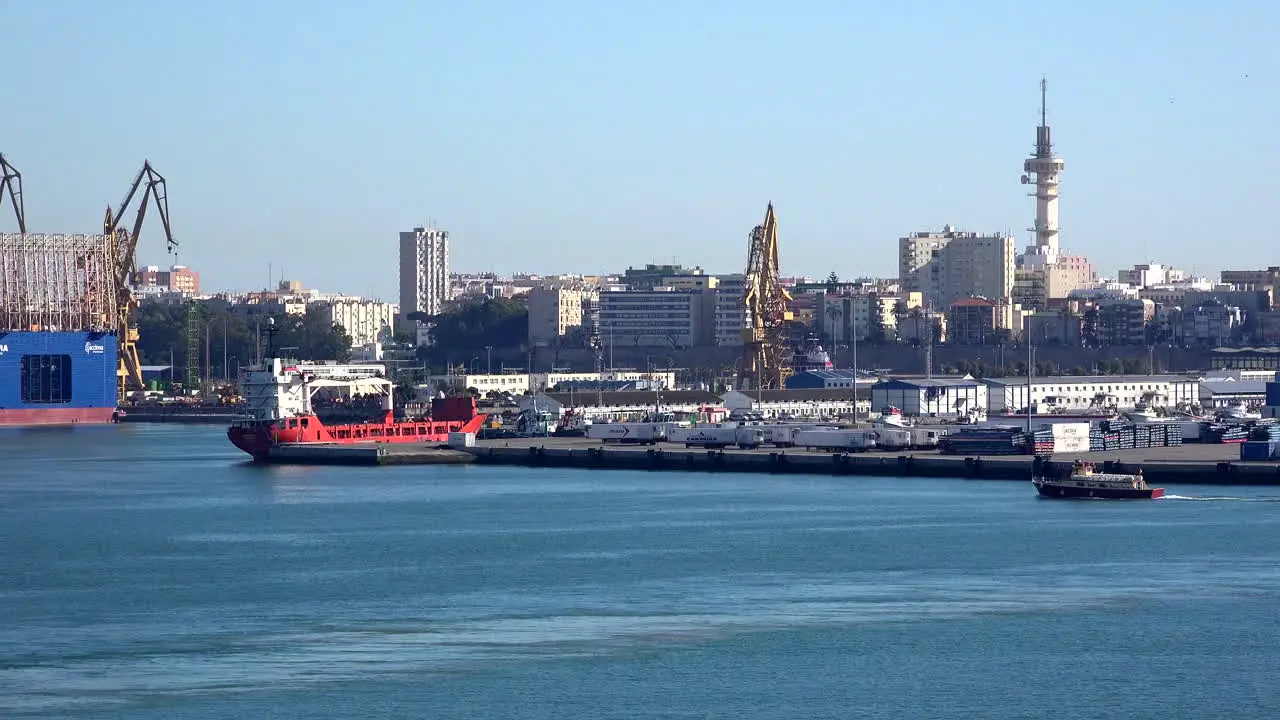 Spain Cadiz Sailing Away From City