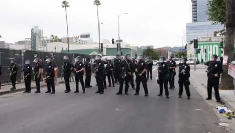 Hollywood Police Officers Blocking Street During Protest