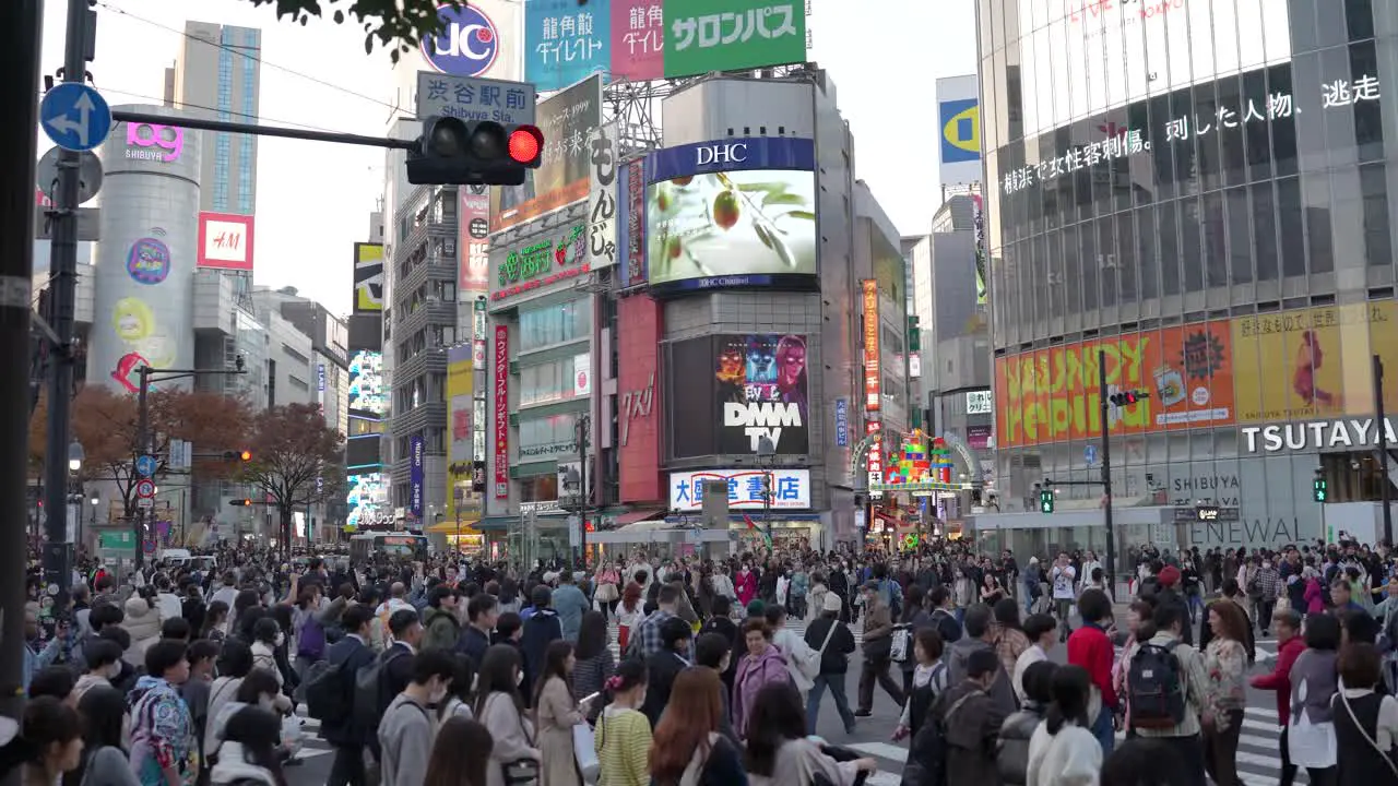 Busy Shibuya Crossing Vibrant Urban Pulse with Crowds in Tokyo Japan