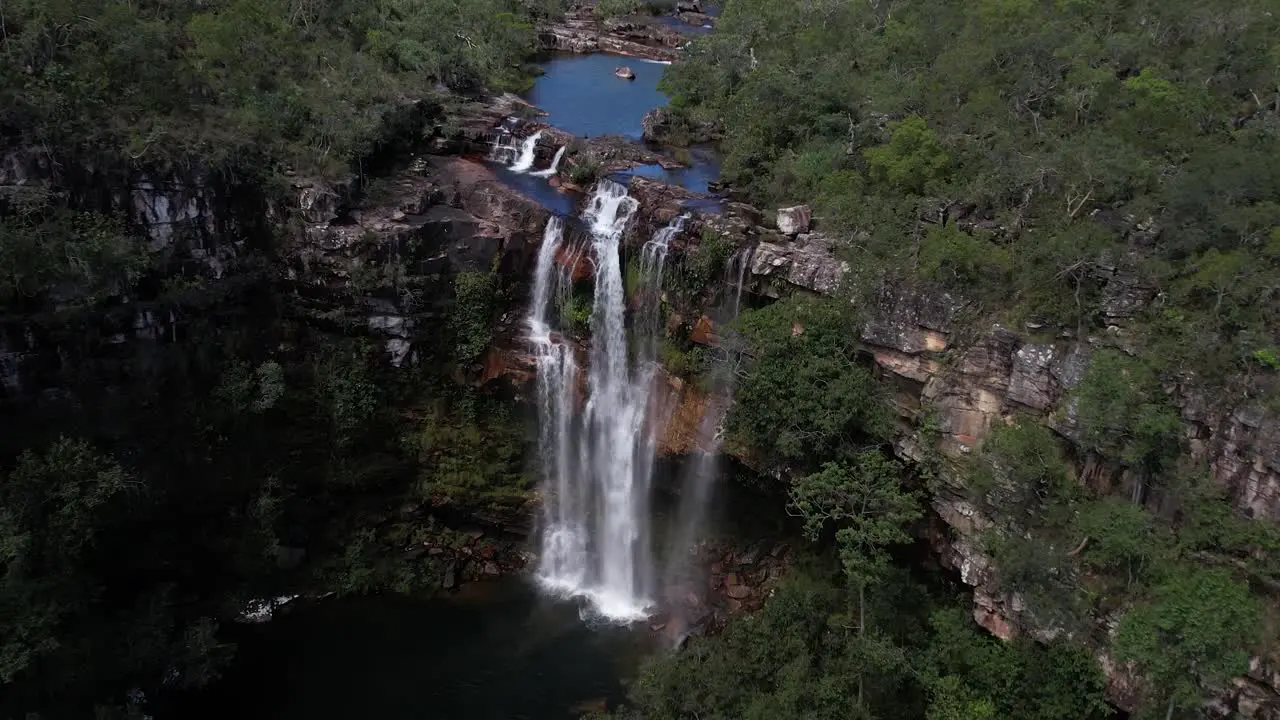 aerial view of the Cordovil waterfall Chapada dos Veadeiros National Park Goiás Brazil