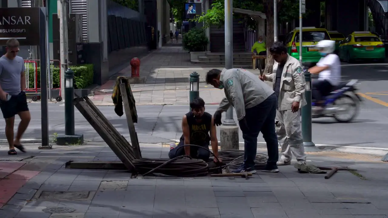 Wiring work on the streets of Bangkok