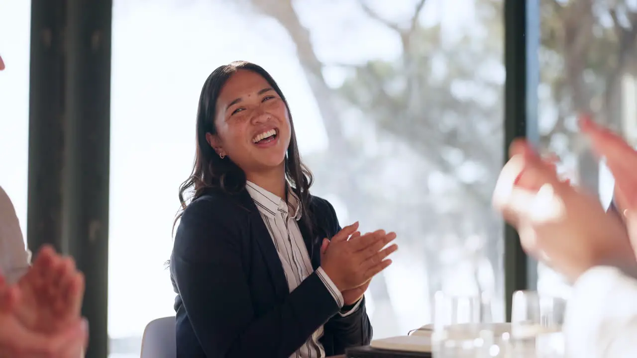 Business people meeting happy Asian woman