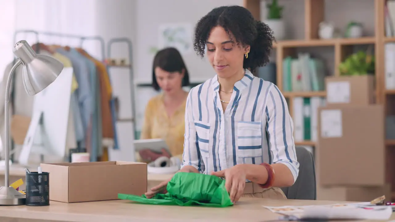 Shipping package and woman in ecommerce small