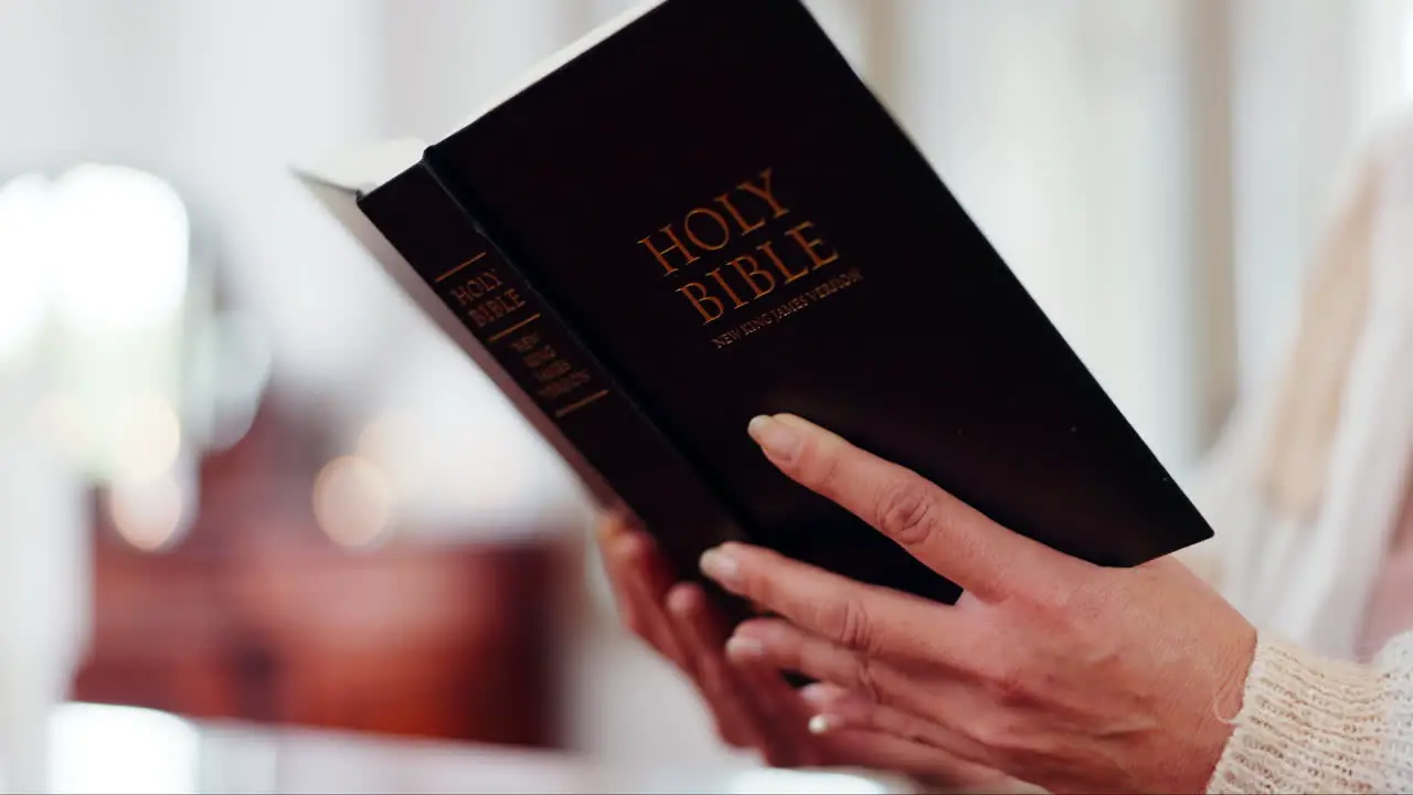 Hands woman and reading bible