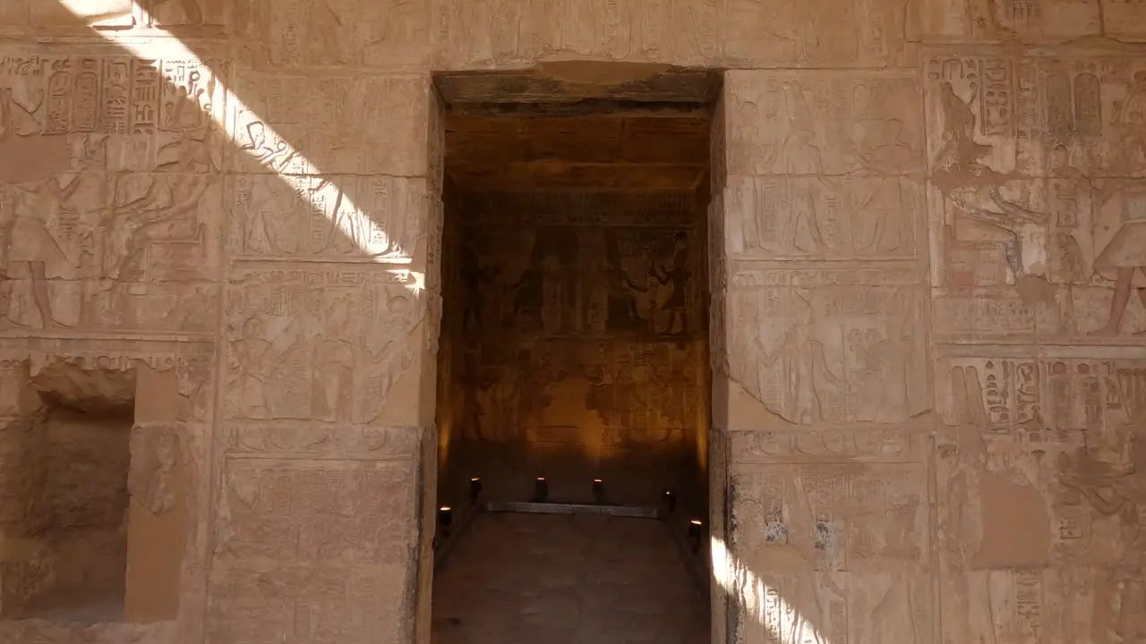 Tourism destination— entry to an ancient room in Deir el-Medina Luxor Egypt