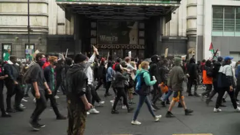 London Protesters Marching past Apollo Victoria