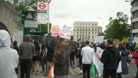 London Anti Racism Protesters Marching on Street