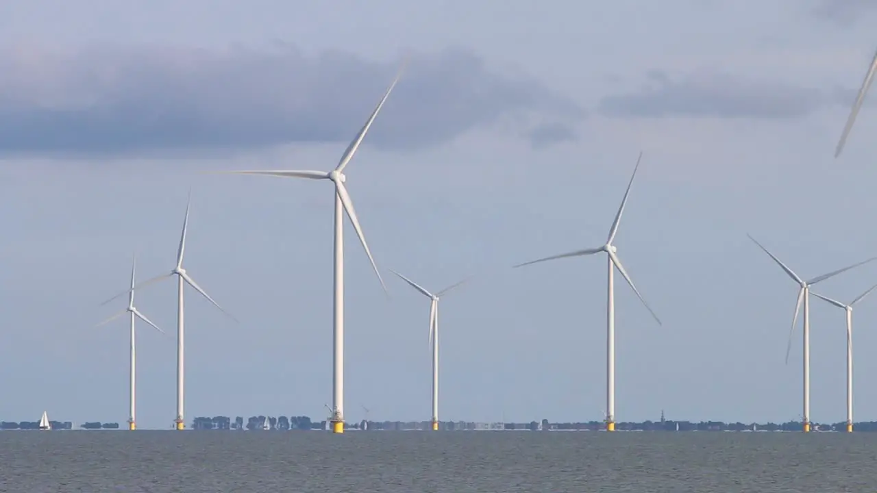 Near shore wind turbines at Fryslan Wind Farm