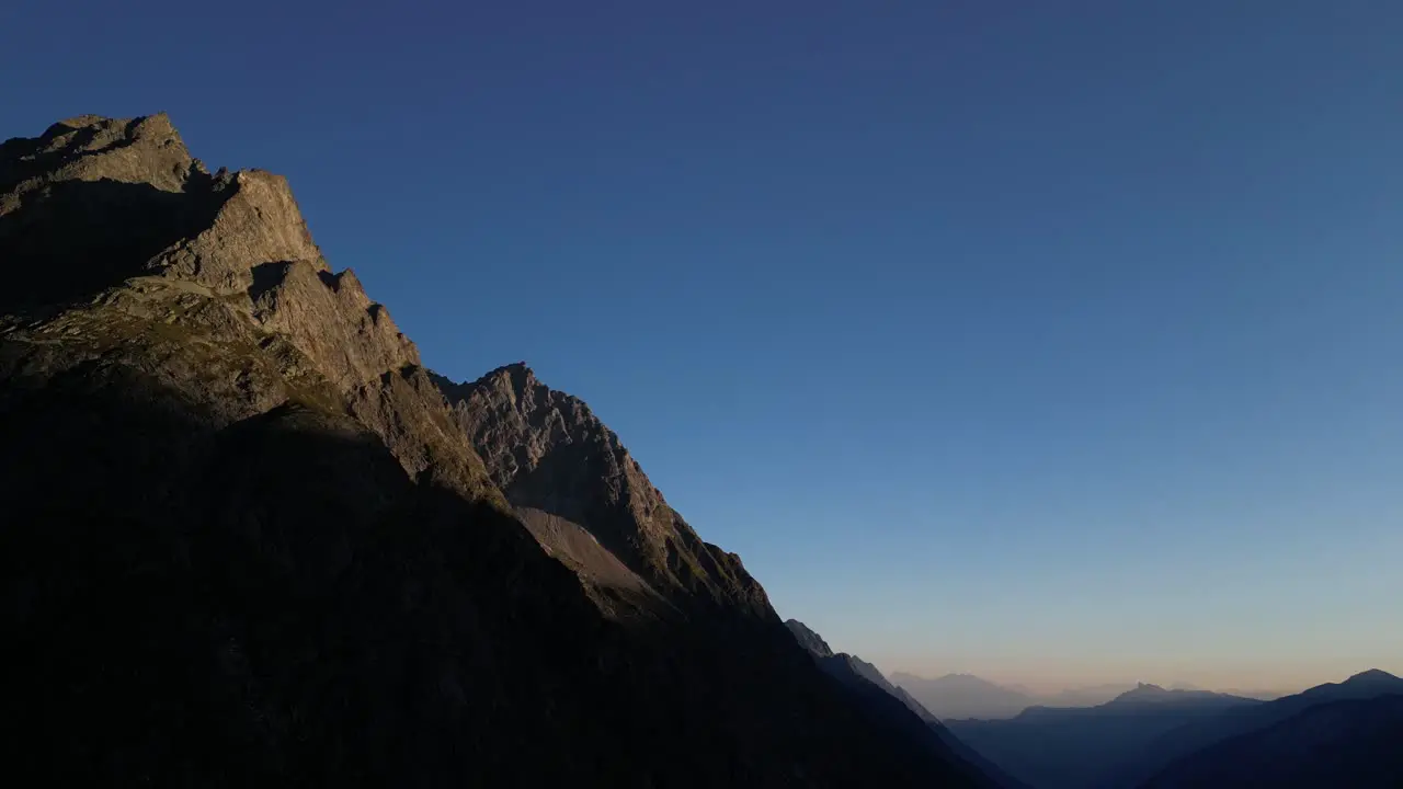 Stunning Drone footage of an Alpine valley at Sunrise