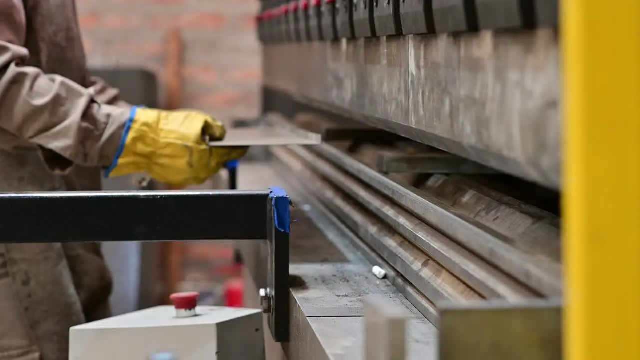 metal bending machine in a factory of water heaters